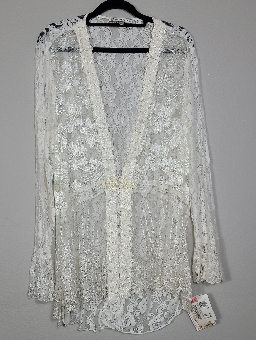 NWT Vintage Alexis Spencer Floral Lace Cardigan Deadstock Coquette Angel Fairy
